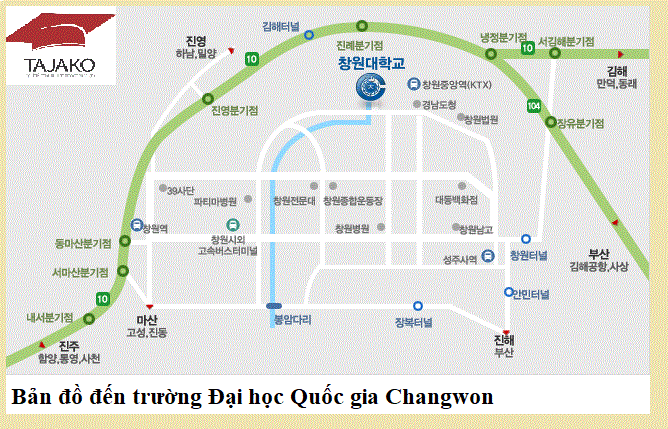 Bản đồ đến trường Đại học Changwon